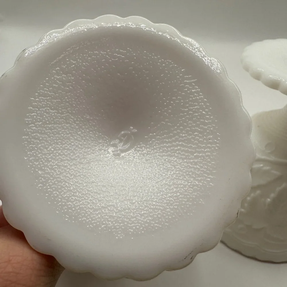 Imperial Glass Cream and Sugar Set White Milk Glass Vintage Grape Pattern Footed